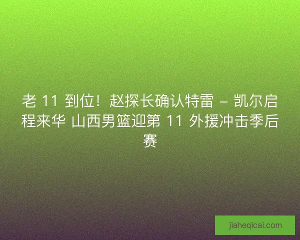 老 11 到位！赵探长确认特雷 - 凯尔启程来华 山西男篮迎第 11 外援冲击季后赛