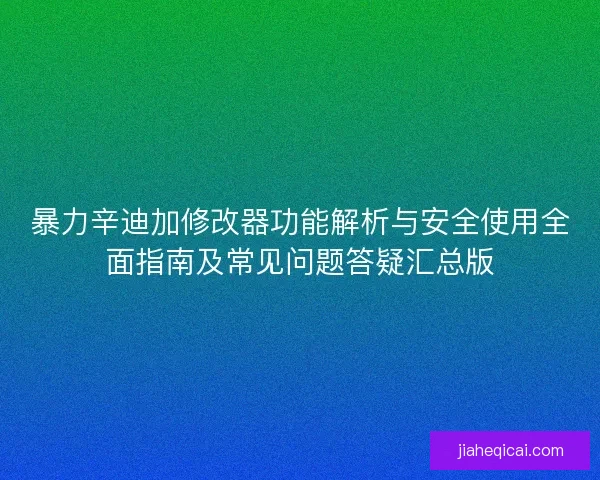 暴力辛迪加修改器功能解析与安全使用全面指南及常见问题答疑汇总版