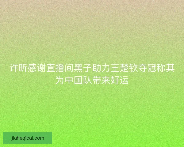 许昕感谢直播间黑子助力王楚钦夺冠称其为中国队带来好运 许昕感谢直播间黑子助力王楚钦夺冠称其为中国队带来好运